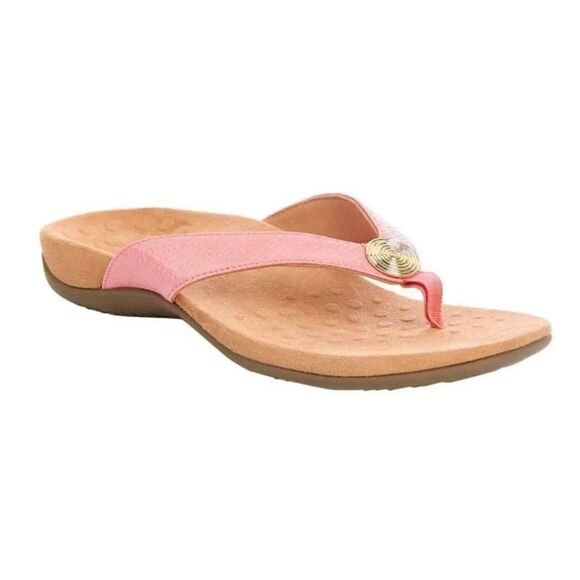 Vionic Hilda Woven Rest Camellia Barbie Pink Gold Flip Flop Thong Sandals 8.5 - Picture 1 of 8